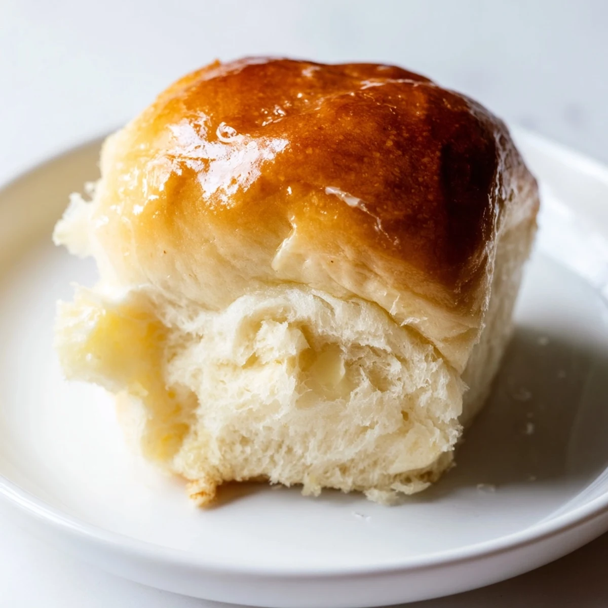 Fluffy, golden Quick-Rise Dinner Rolls, perfect for a cozy family dinner served with butter.