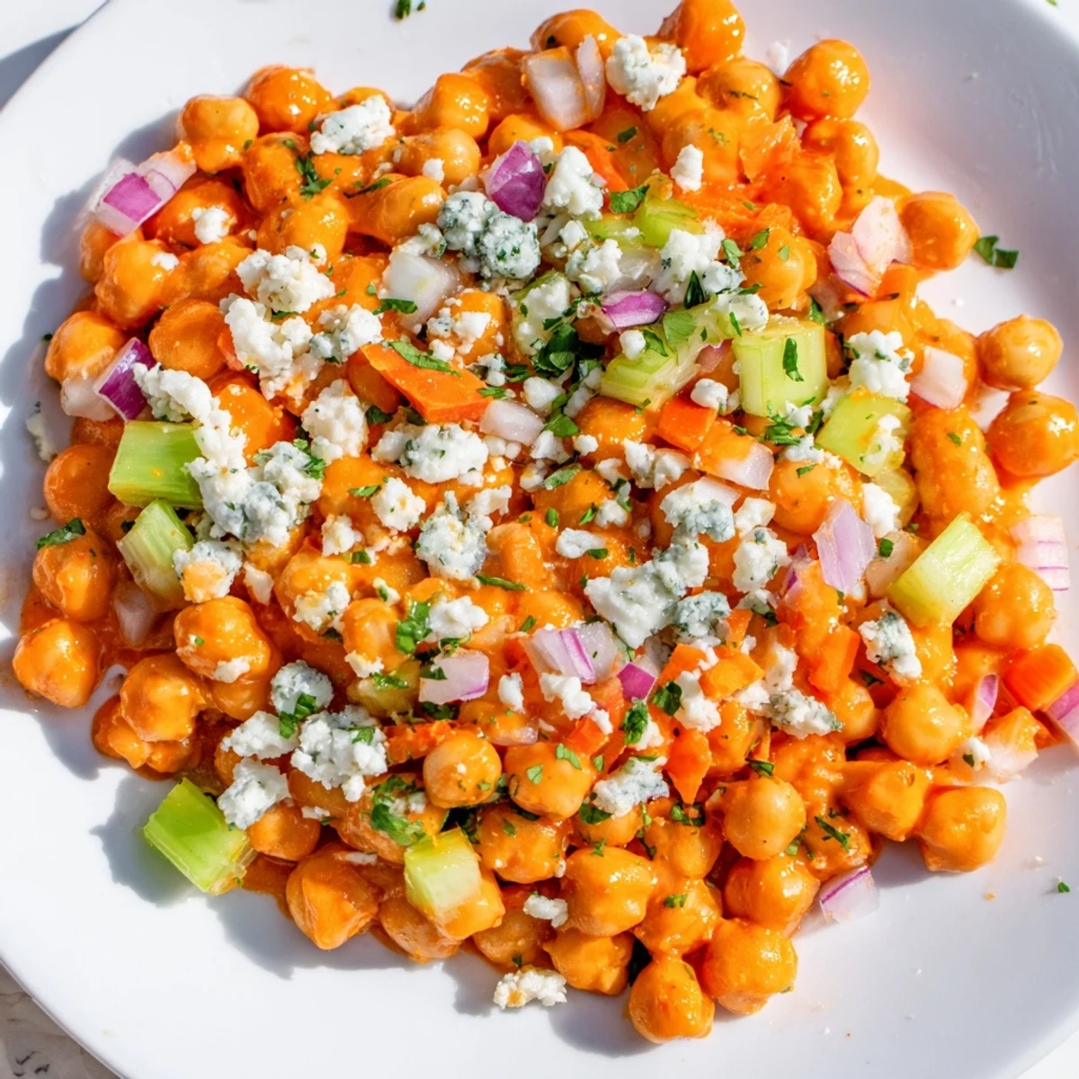 A refreshing close-up of the flavorful buffalo chicken bean salad, perfect for lunch.