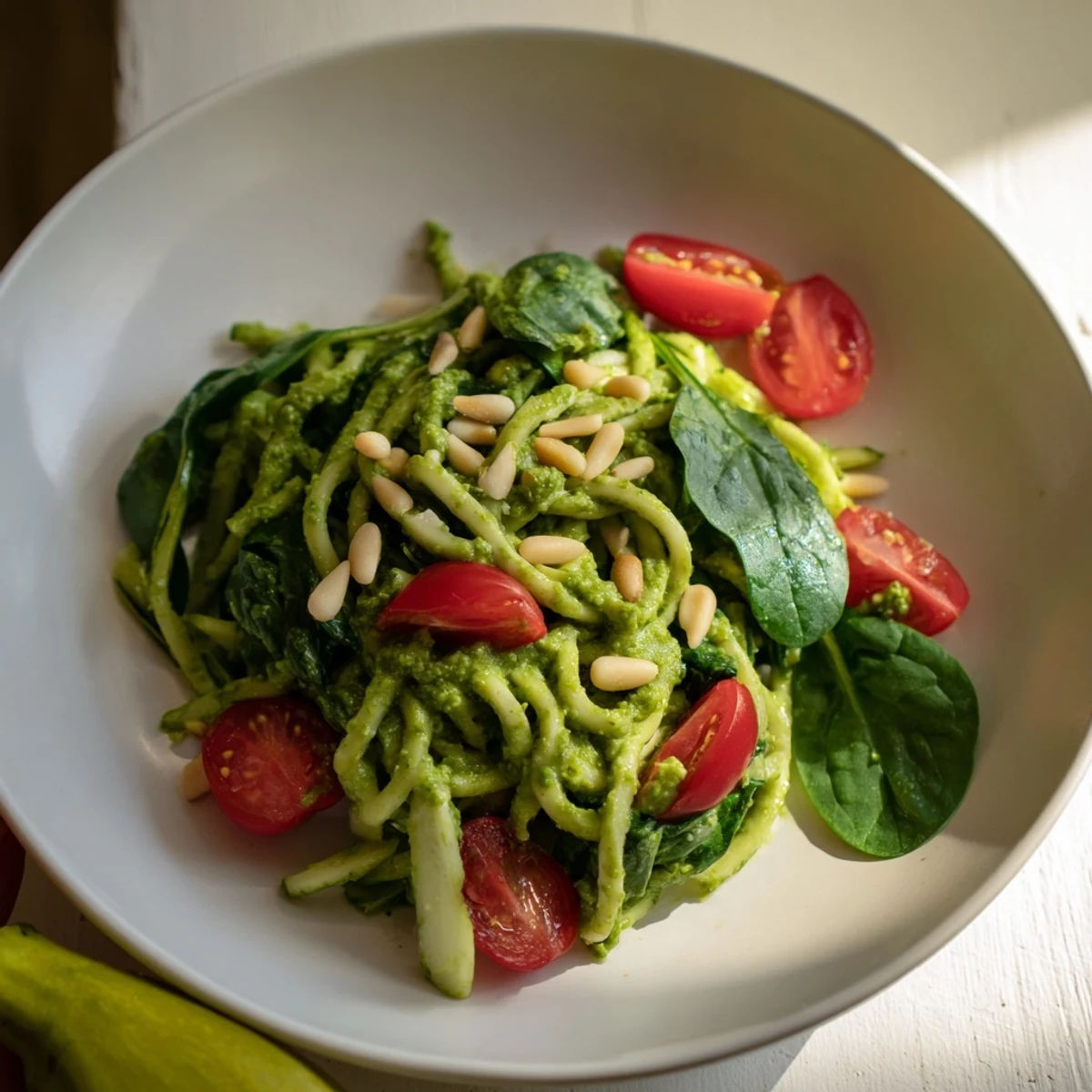 Pesto Chickpea Spinach Salad