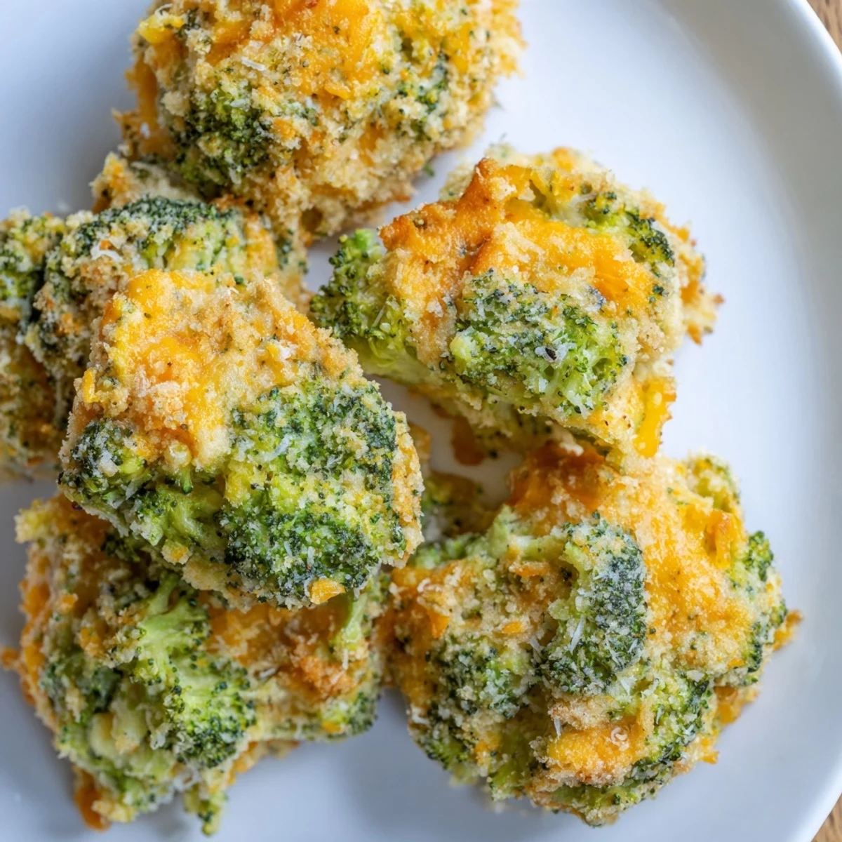 Golden-brown Cheesy Broccoli Casserole Bites, bursting with melted cheese and savory broccoli flavors.