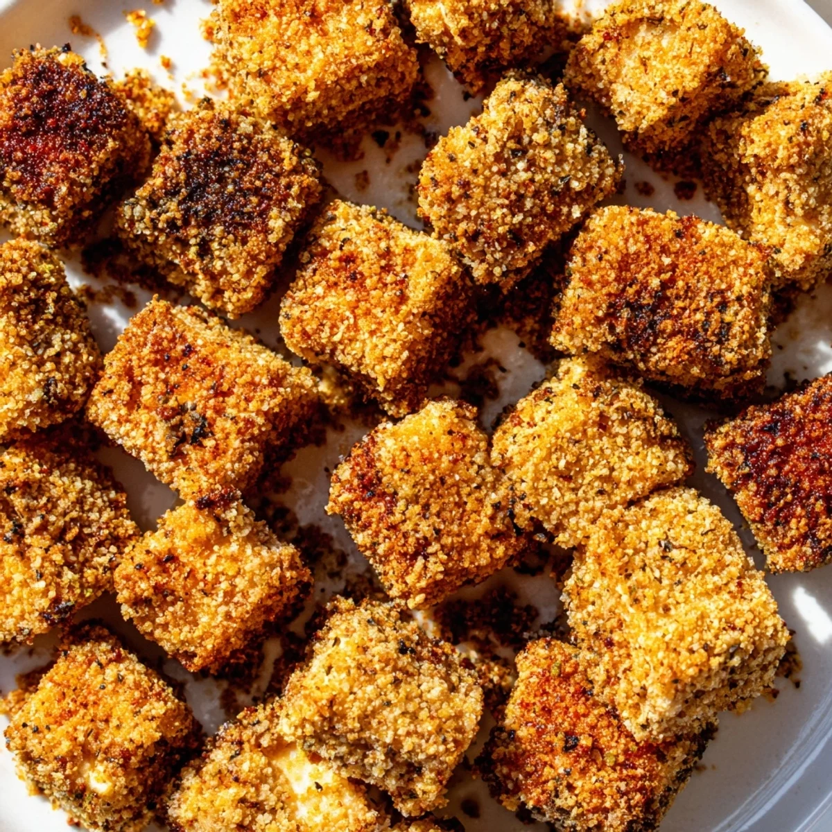 Golden-brown Popcorn Tofu Bites offer a delightful crunch, perfect for easy vegan appetizers.