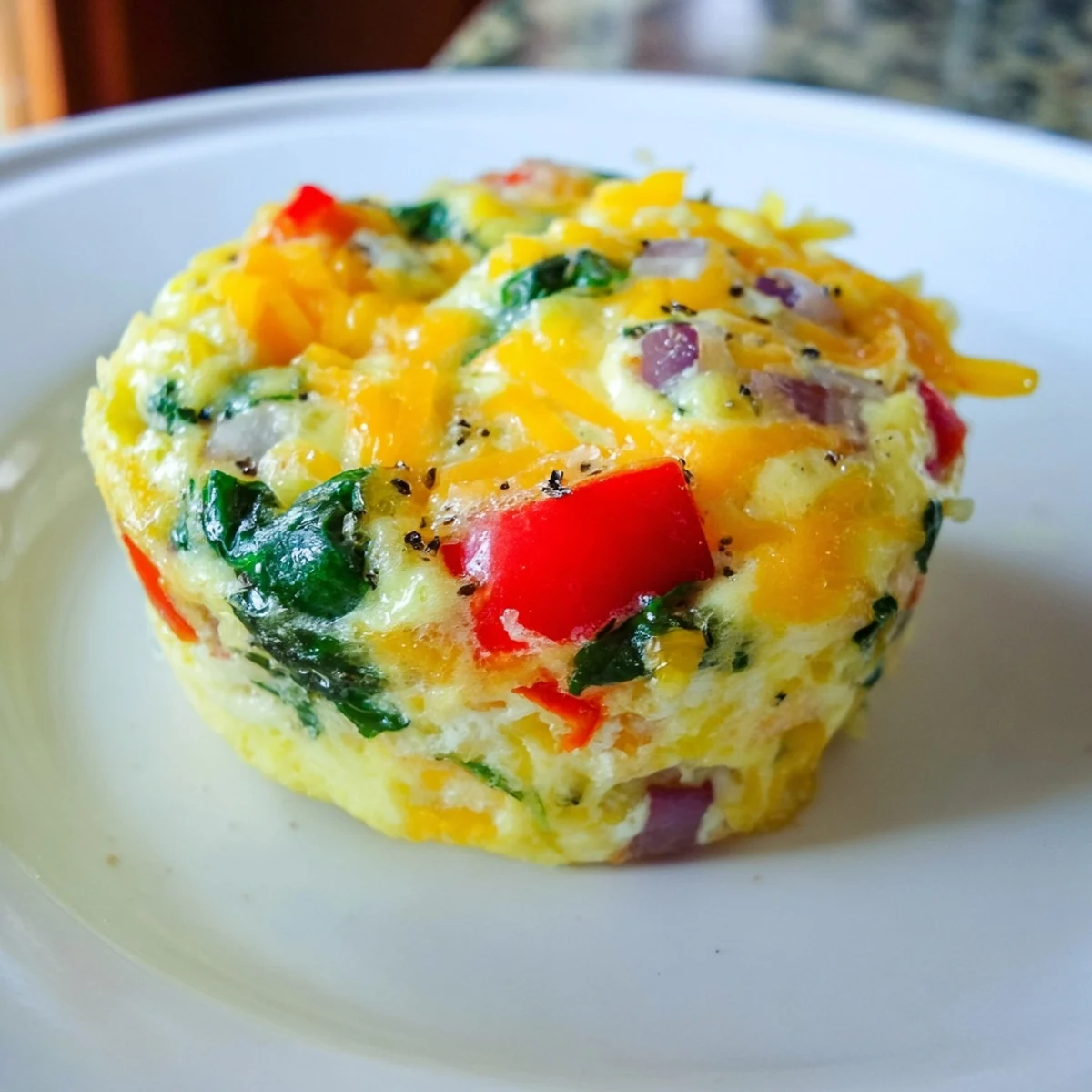 Close-up of delicious veggie egg muffins, a healthy, comforting breakfast made with fresh veggies.