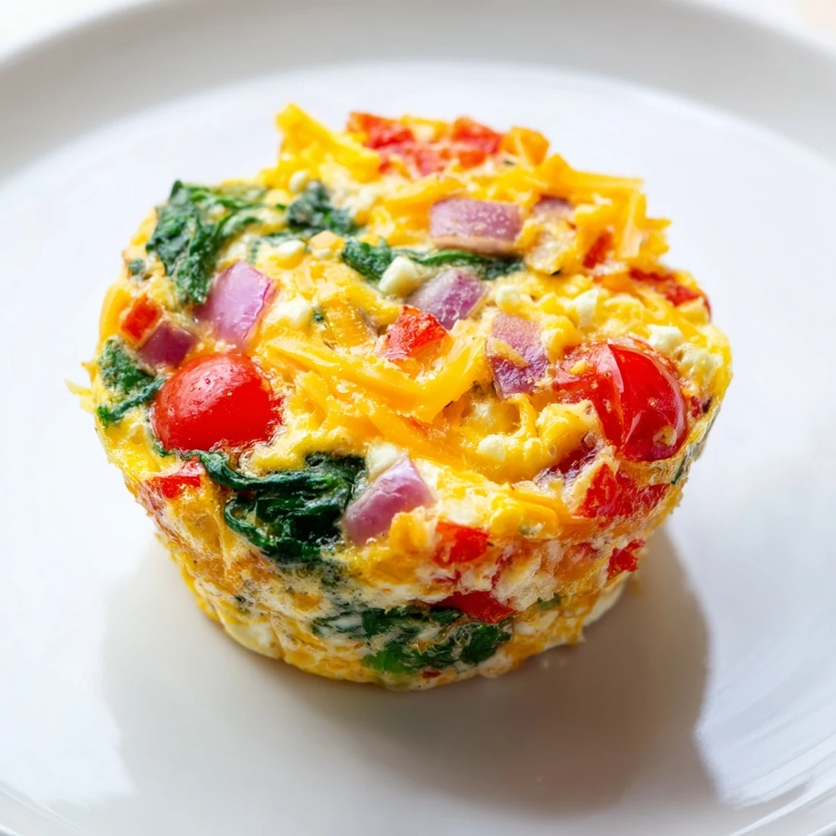 Golden, baked veggie egg muffins with visible fresh ingredients, great protein-packed meal prep.