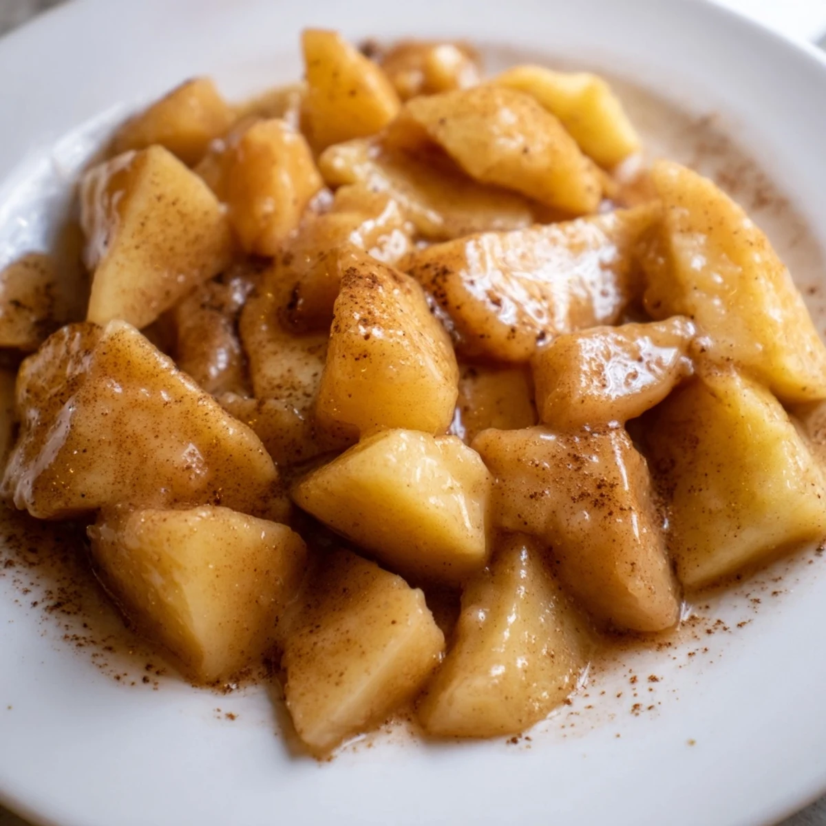 Warm, juicy Slow Cooker Stewed Apples ready to be spooned over yogurt or enjoyed alone.