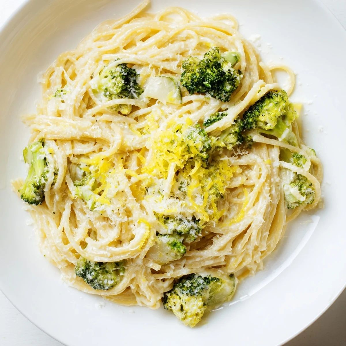 A rustic pot holds One-Pot Lemon Broccoli Pasta with tender broccoli, pasta twirls, and fresh parsley garnish for a weeknight meal.