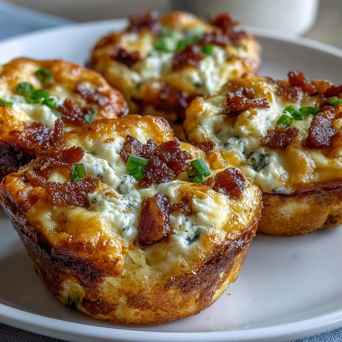 Golden-baked Ranch & Cheddar Egg Muffin Cups emerge from the oven, filled with crispy bacon crumbles and melted cheese.