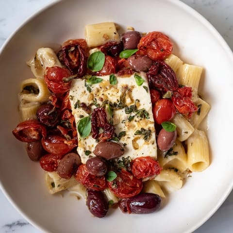 Baked Feta Pasta Tomatoes Olives