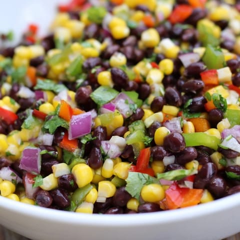 Close-up of a refreshing Cowboy Caviar Salad; perfect for your next summer get-together.