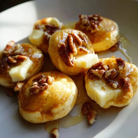 Warm, gooey brie encased in fluffy pancake batter, creating delicious Pancake Brie Bites.