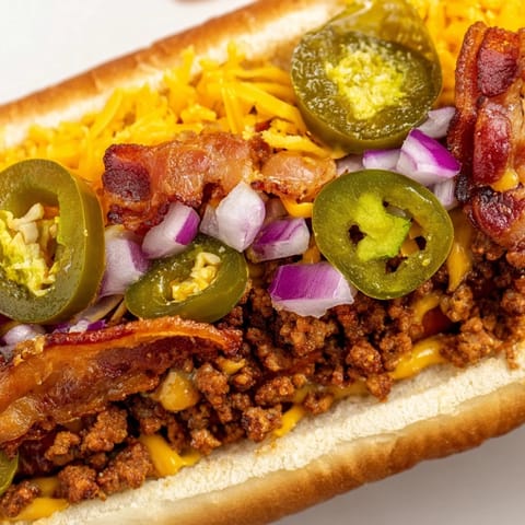 Mexican hot dogs beef bacon