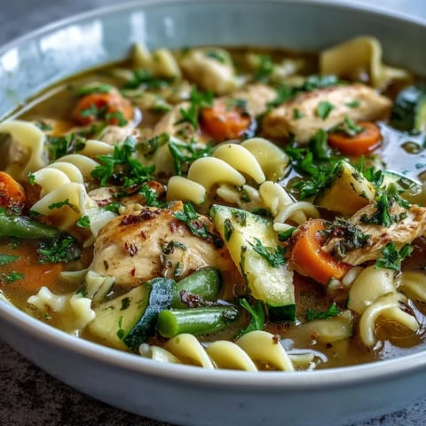 Pasta Soup With Chicken Vegetables
