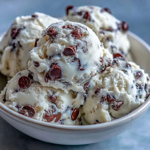 Two chilled portions of Greek Yogurt Cookie Dough in small white ramekins, ready to eat.