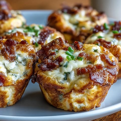 Freshly baked Ranch & Cheddar Egg Muffin Cups sit on a rustic wooden board, garnished with sliced green onions.