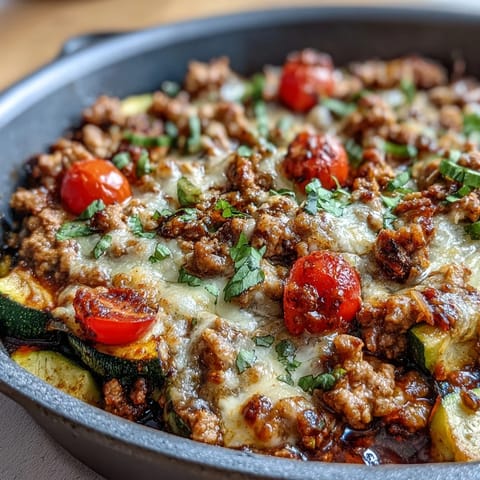 Vibrant One-Pot Turkey Taco Zucchini Skillet with lean ground turkey, fresh zucchini, and melted cheddar cheese for a healthy Tex-Mex dinner.  