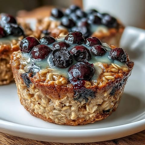 Wholesome baked oatmeal cups with juicy blueberries and tangy lemon, perfect for meal prep or an easy morning treat.
