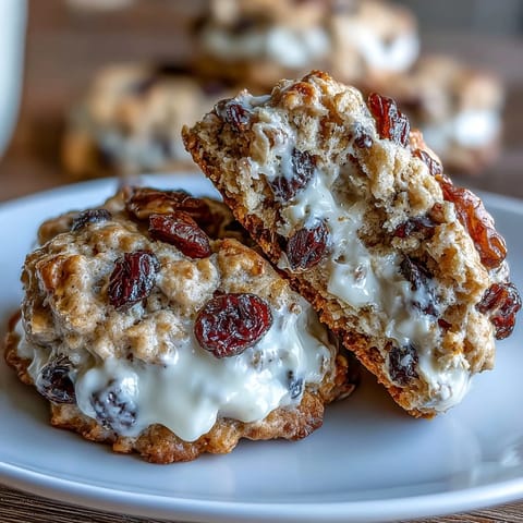 Protein-packed cottage cheese oatmeal raisin breakfast cookies baked golden, offering a soft, satisfying texture and natural sweetness.