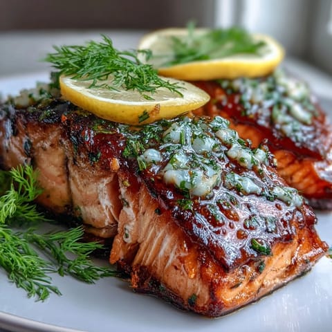 One Pan Lemon Herb Salmon, golden and flaky, with bright asparagus.