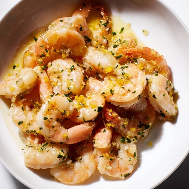 Freshly tossed 15-Minute Garlic Shrimp Scampi over pasta, the perfect elegant weeknight meal.