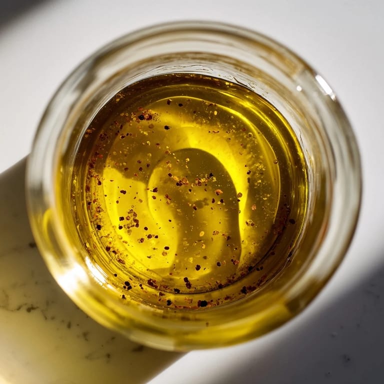 Vibrant, emulsified Simple Honey Vinaigrette Salad Dressing in a clear jar, ready for use.