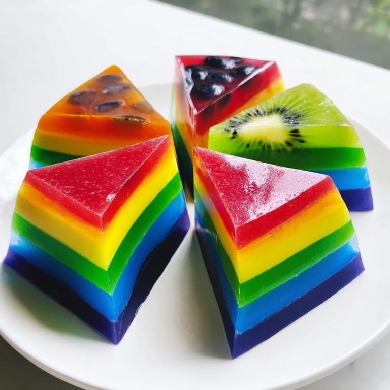 This easy-to-make The Kaleidoscope features beautiful, swirling, and colorful dessert segments.