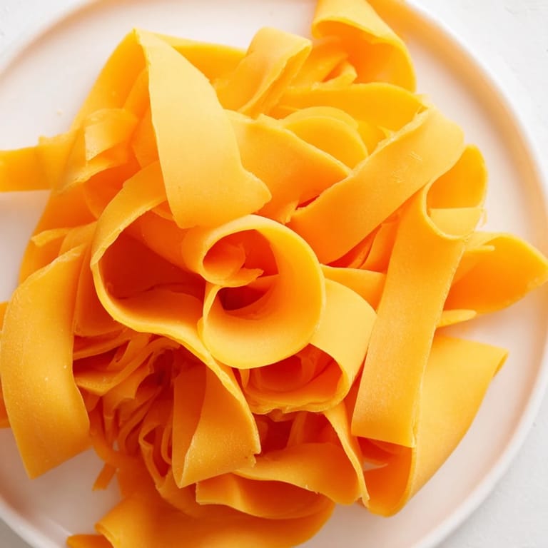 Vibrant orange cheddar ribbons and dried apricots create this stunning Copper Coil appetizer ready to serve.