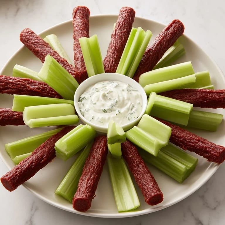 The Rustic Wheel: a visual of tasty, gluten-free celery sticks and meat, perfect for sharing.