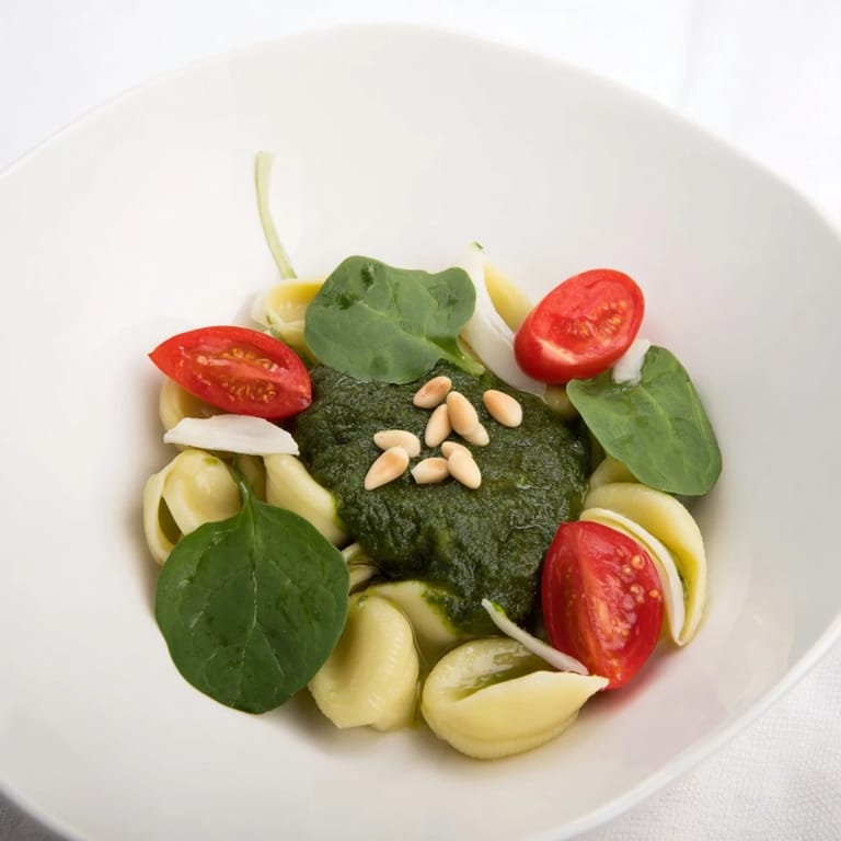 Freshly tossed Pesto Chickpea and Spinach Salad featuring bright green spinach, perfect for lunch.