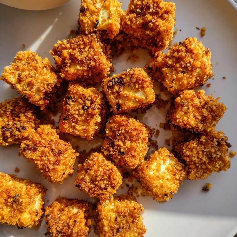 Crispy Popcorn Tofu Bites present a flavorful, satisfying snack: imagine the warm, seasoned tofu.