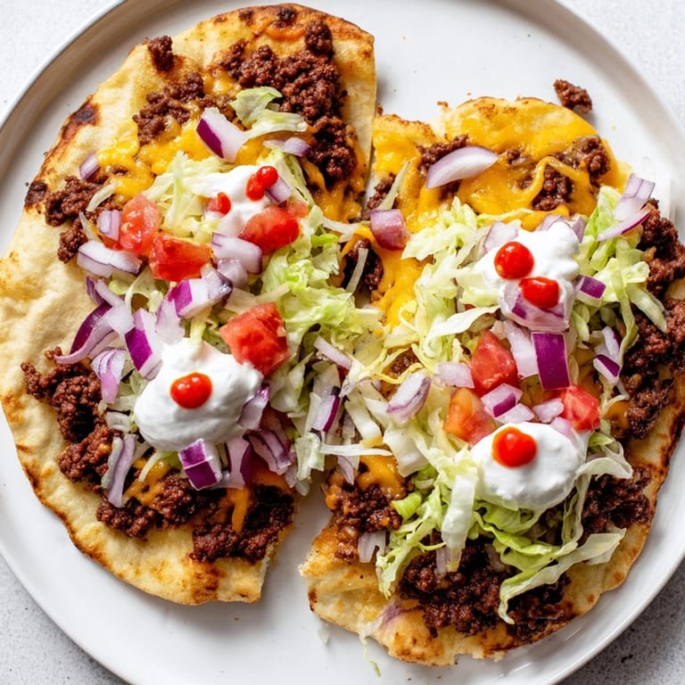 Close-up of a sizzling skillet showcasing perfectly cooked, delicious crispy smash tacos with toppings.