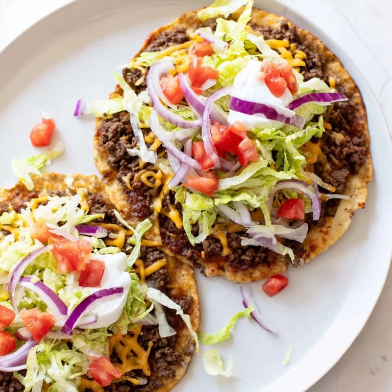 A plate of flavorful crispy smash tacos, ready to be devoured, with layers of textures and tastes.