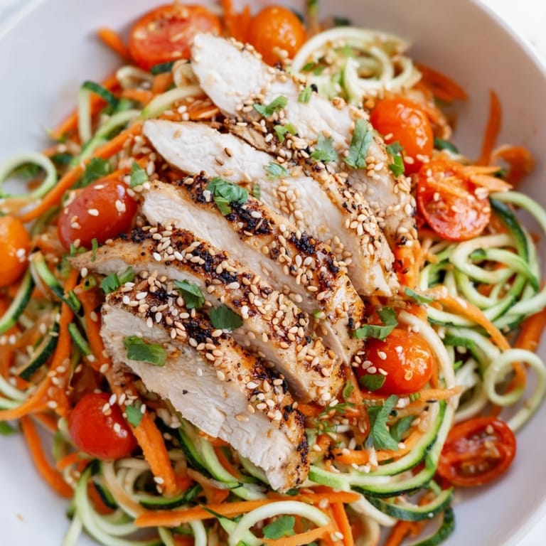 Freshly made sesame dressing coats the ingredients of this tasty Protein Cucumber Salad.