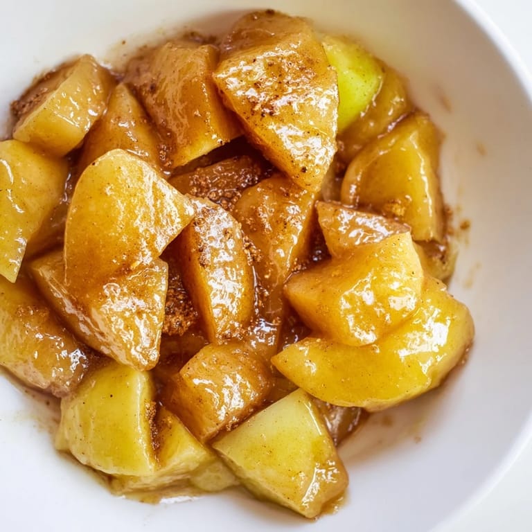 Fragrant, tender pieces of Slow Cooker Stewed Apples simmering gently in a slow cooker.