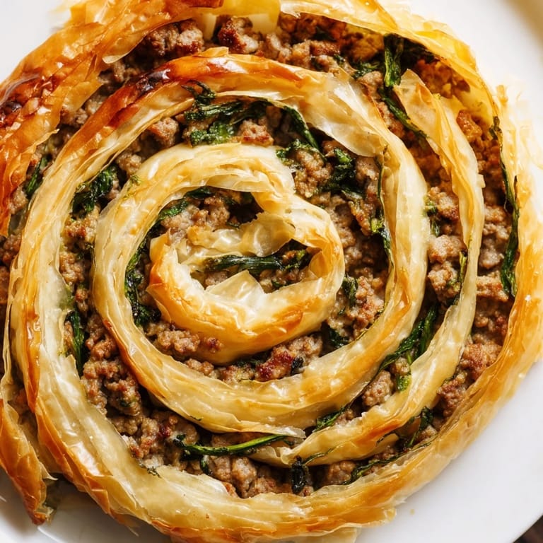Warm and comforting: A plate of homemade Bosnian Burek, perfect for a hearty meal.