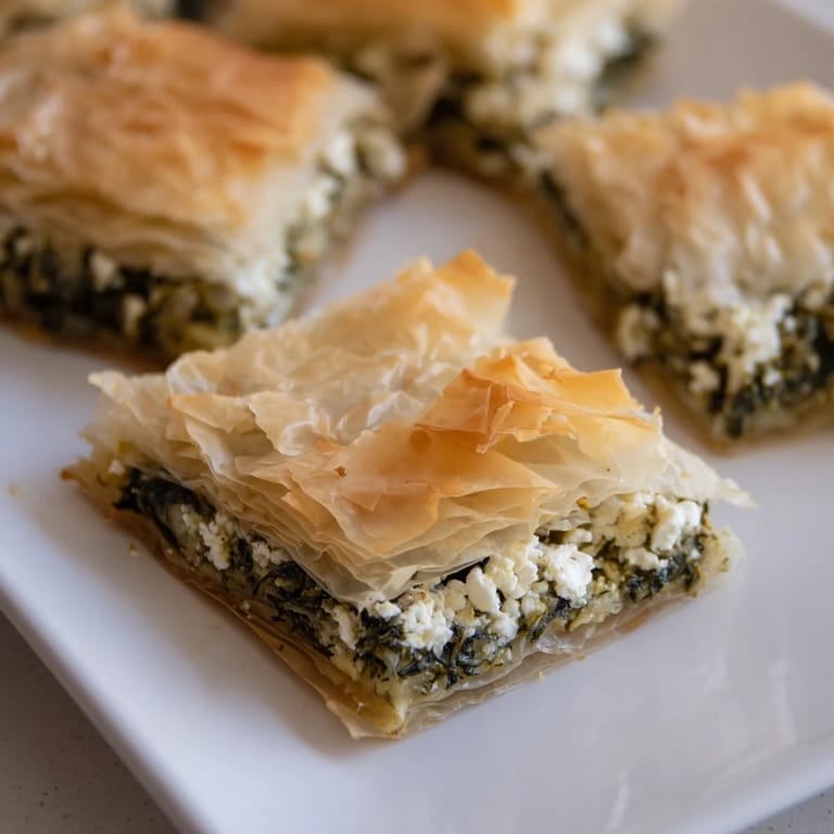 This hearty, golden-brown Greek spanakopita pie is perfect served with a crisp white wine.