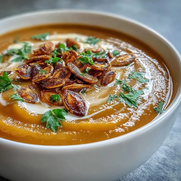 Velvety butternut squash soup, a comforting bowl perfect for a chilly evening.