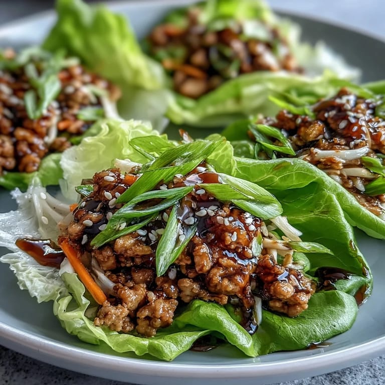 Savory ground turkey noodles with shredded carrots and cabbage stuffed into crisp butter lettuce cups.