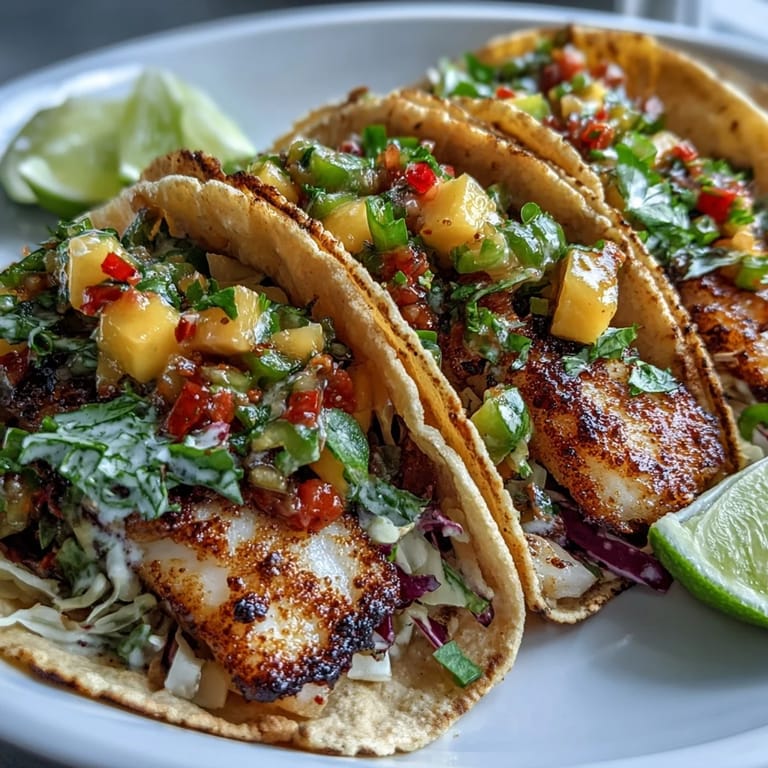 The juicy mango salsa adds a sweet-spicy kick to these easy fish tacos.
