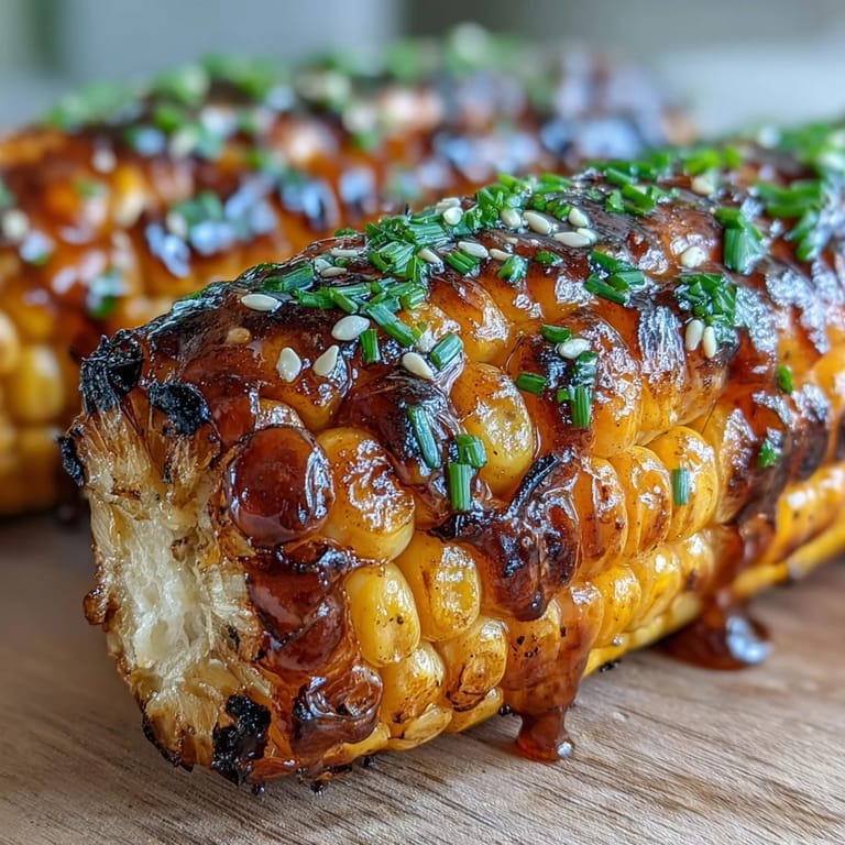 Tender corn grilled to smoky perfection and slathered with creamy miso butter, garnished with fresh chives and a squeeze of lime.  