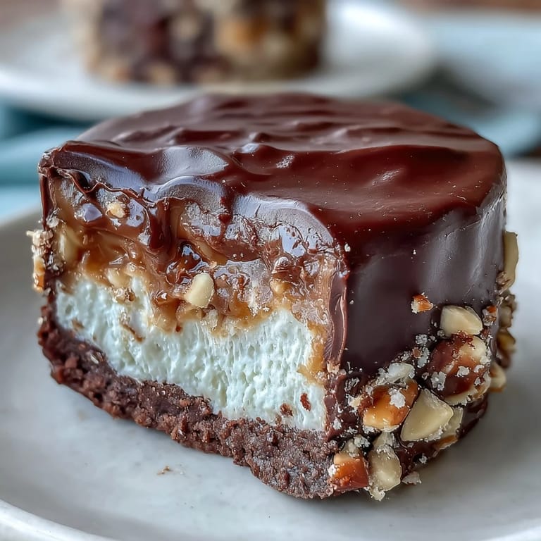 Velvety peanut butter and cottage cheese blend in these easy freezer bites, enrobed in dark chocolate and topped with crunchy peanuts.