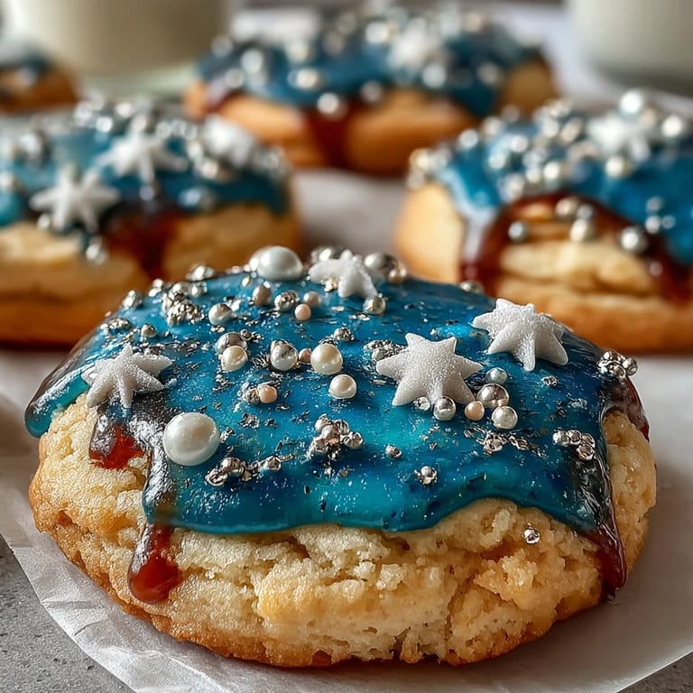 Hand-decorated sugar cookies featuring the Pisces constellation with white icing stars and navy blue background, ideal for stargazers.