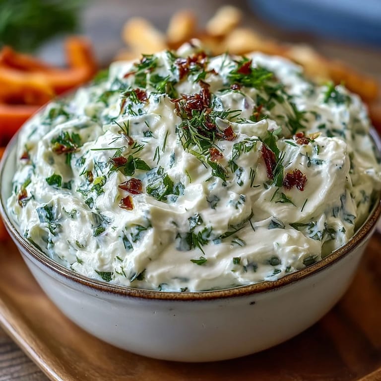 Protein-packed cottage cheese ranch dip blended smooth, surrounded by colorful vegetable sticks, perfect for parties or lunchboxes.