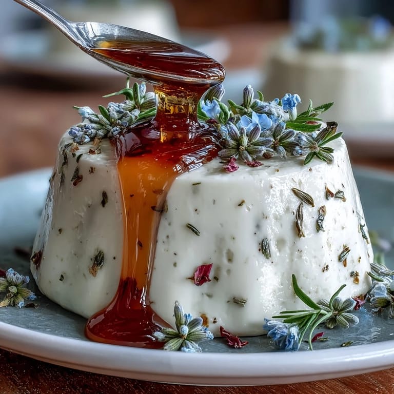 Creamy Italian panna cotta infused with lavender and honey, served chilled in elegant glasses for a springtime dessert.