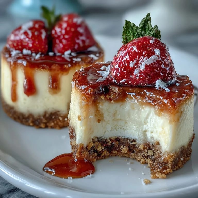 Bite-sized cheesecakes topped with fresh berries and a dollop of whipped cream, ideal for celebrating a new home or gathering.