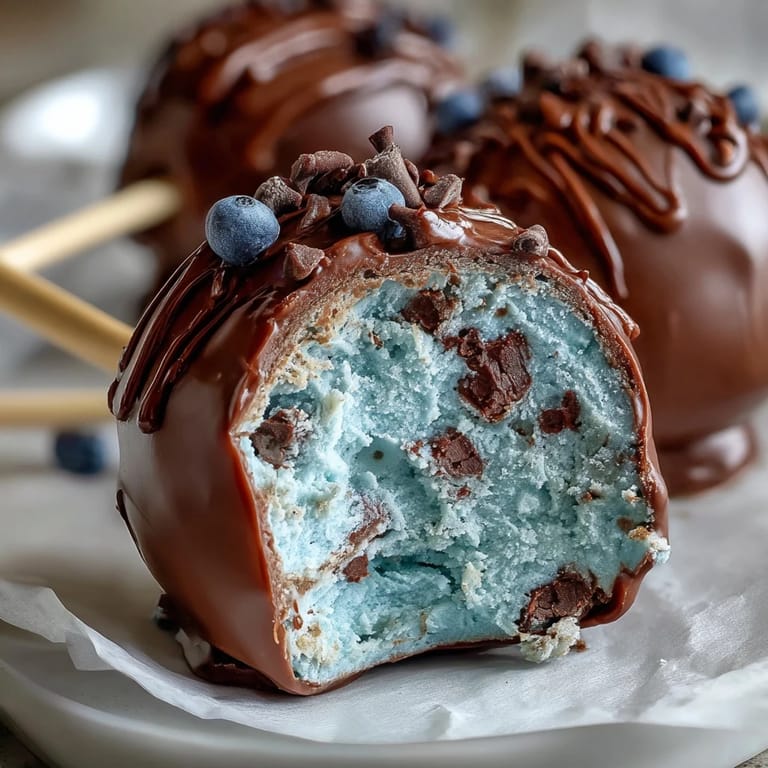 Bite-sized vanilla cake pops dipped in robins egg blue chocolate, speckled for a playful and elegant Easter treat.