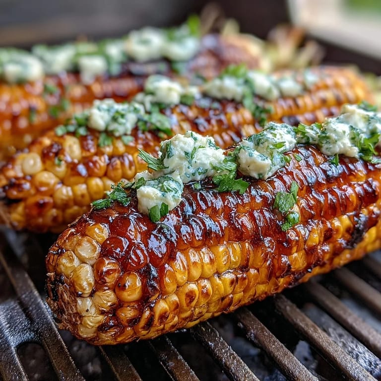Tender corn on the cob wrapped in foil, infused with herb butter and lightly charred for a smoky, buttery bite.