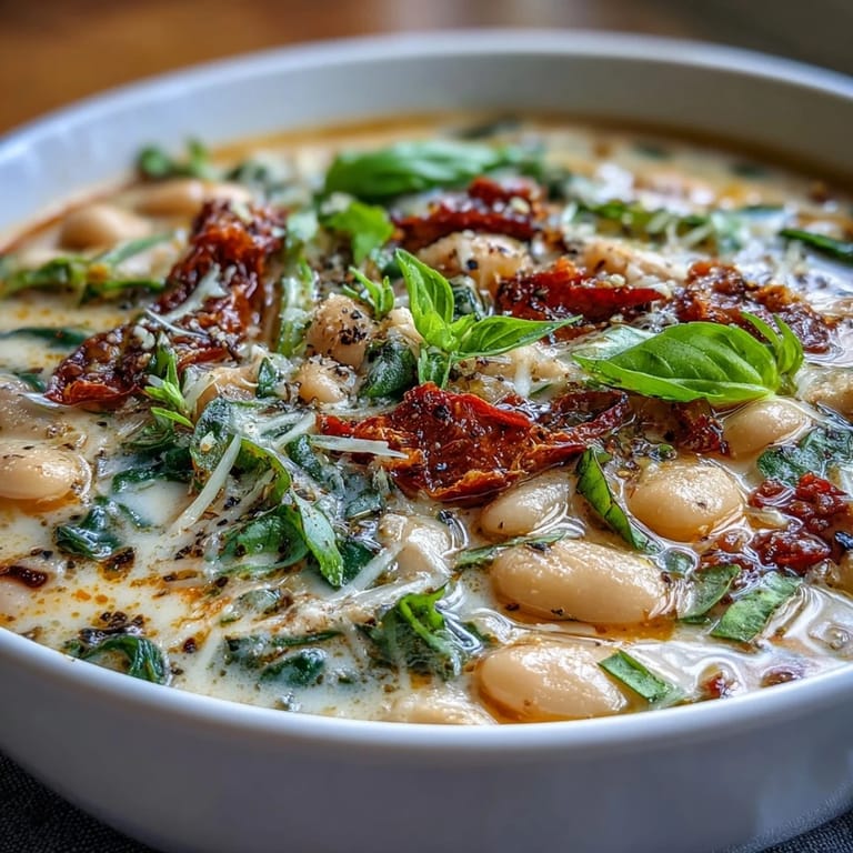Delicious Tuscan white bean soup, a rich and savory Italian-inspired dish.
