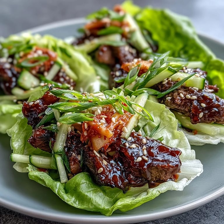 Flavorful Korean BBQ beef wraps, perfectly seasoned, ready for a bite.
