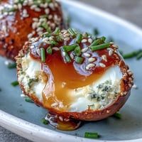 Perfectly soft-boiled spicy miso marinated eggs, glistening with savory umami sauce.