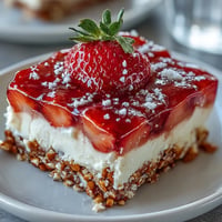 Sweet and salty strawberry pretzel salad bars, ready for summer picnics.